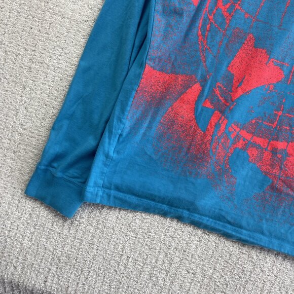 Y2K Nike Worldwide Long Sleeve Shirt Mens Size M Tee Blue / Orange Globe - Picture 4 of 13